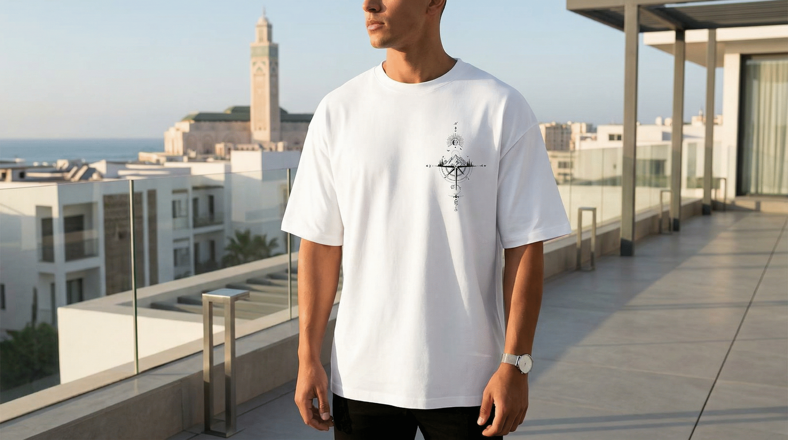 black streetwear t shirt Morocco ATMED urban style